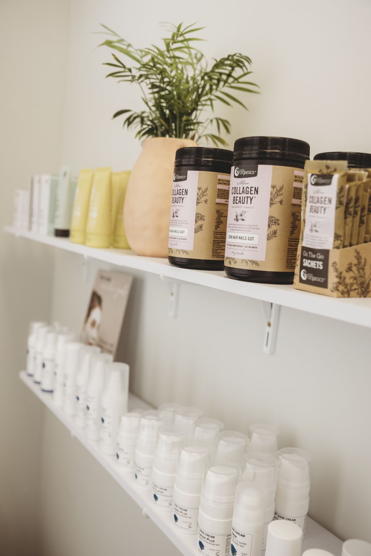 Product shelf in clinic | Glow Skin & Spa, Baldivis